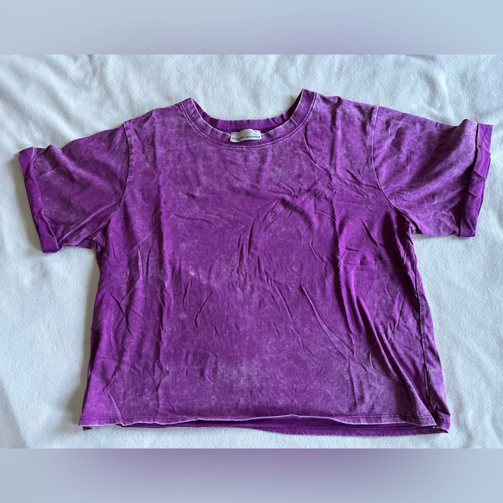 NWOT Zenana purple mineral-wash short-sleeve boxy T-shirt - size L